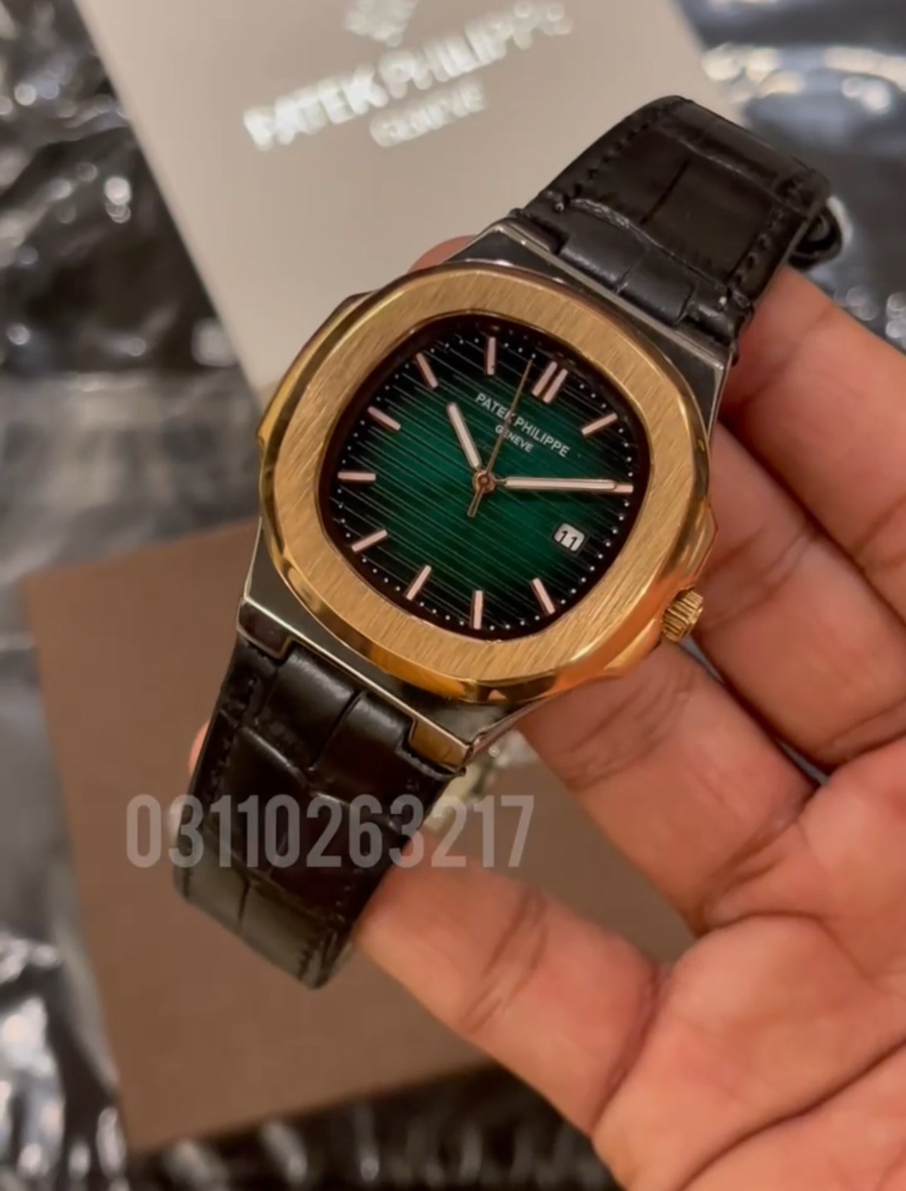 PP Rose two tone with green dial