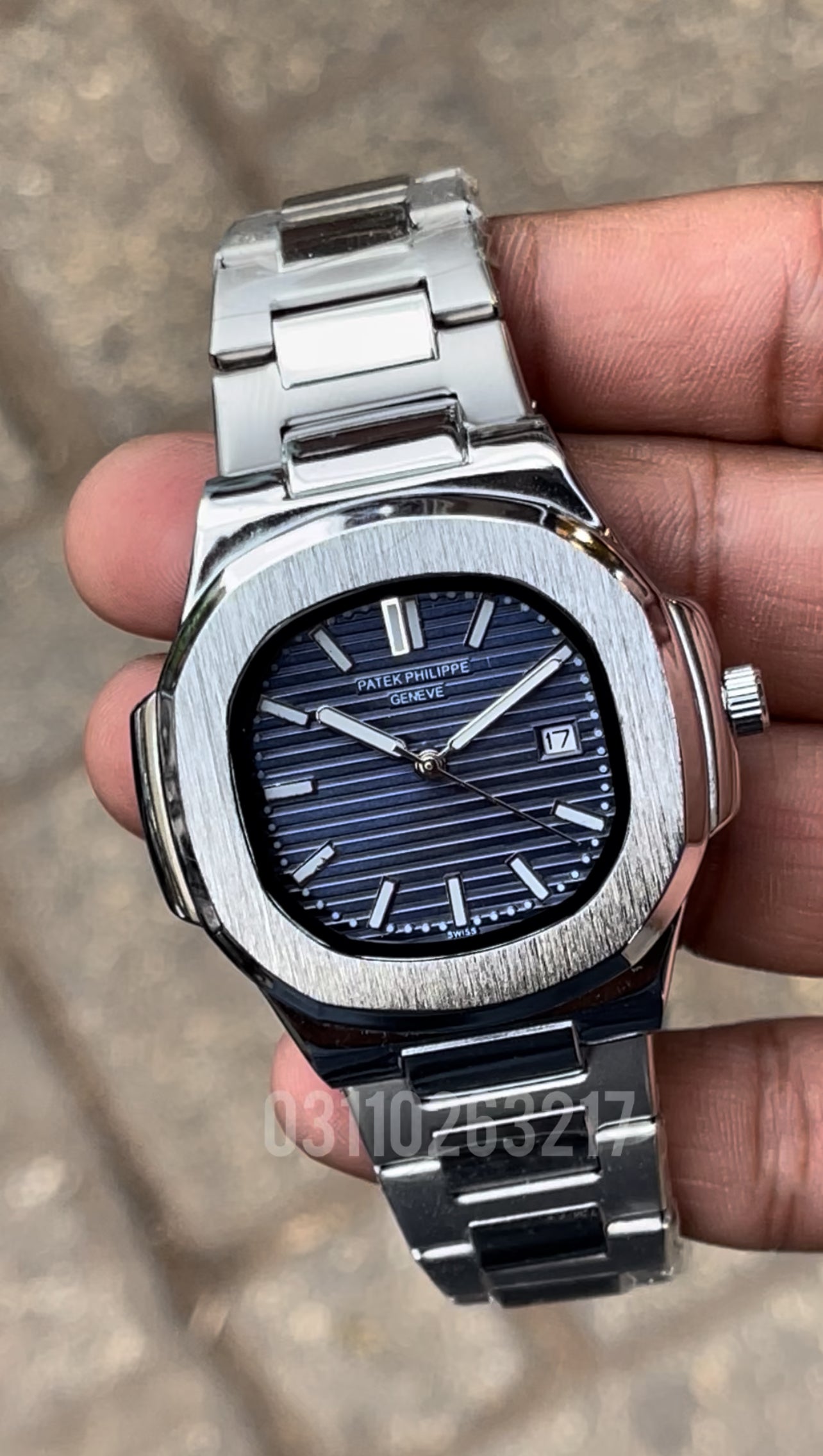PP Silver With Blue Dial