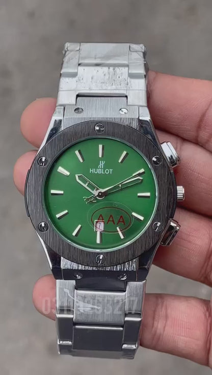 HB Silver with Green Dial