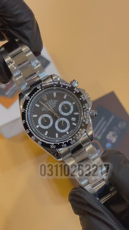 RLX Daytona Silver Chain with Black Dial