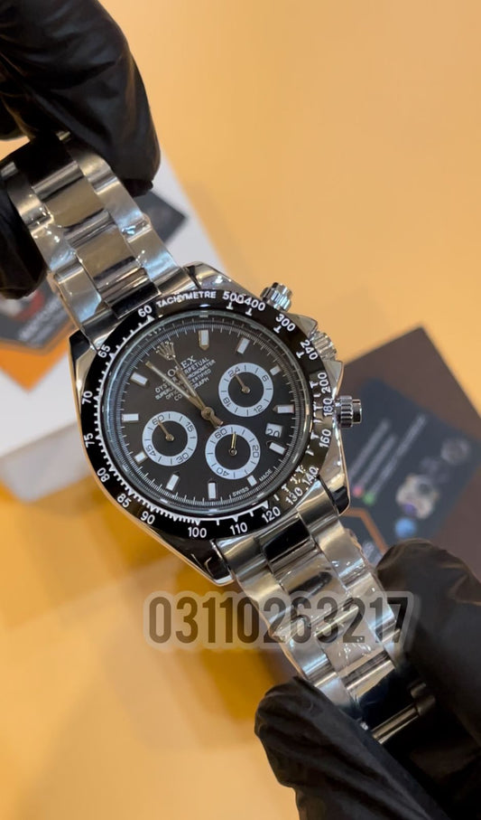 RLX Daytona Silver Chain with Black Dial