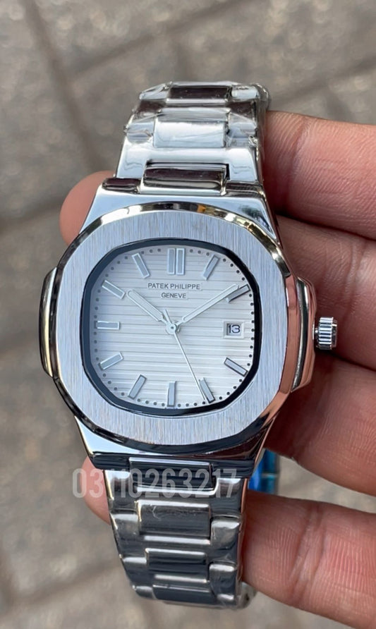 PP Silver With White Dial