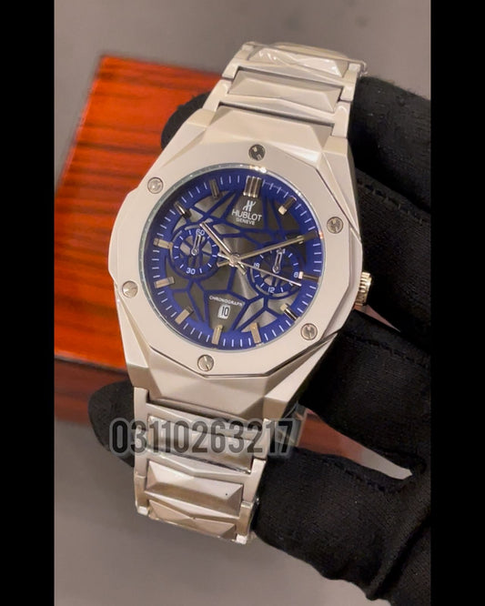 HB Silver Chain with Blue Dial